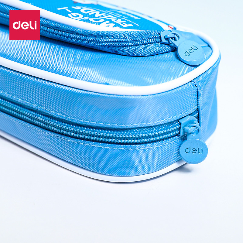 笔袋 便携拉链铅笔盒 文具盒 分区收纳文具笔袋 66785蓝色