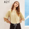 A21以纯线上品牌2018夏装新品女装衬衣女学生时尚潮流中袖休闲衬衫4822175001 XS 卡其