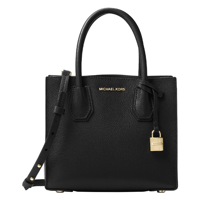 MICHAEL KORS 迈克·科尔斯 杨幂同款 Mercer女士敞口荔枝纹牛皮单肩斜挎手提包小号 30F6GM9M2L 黑色