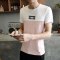 男士短袖T恤打底衫潮流上衣服韩版半袖男装 3XL 浅粉