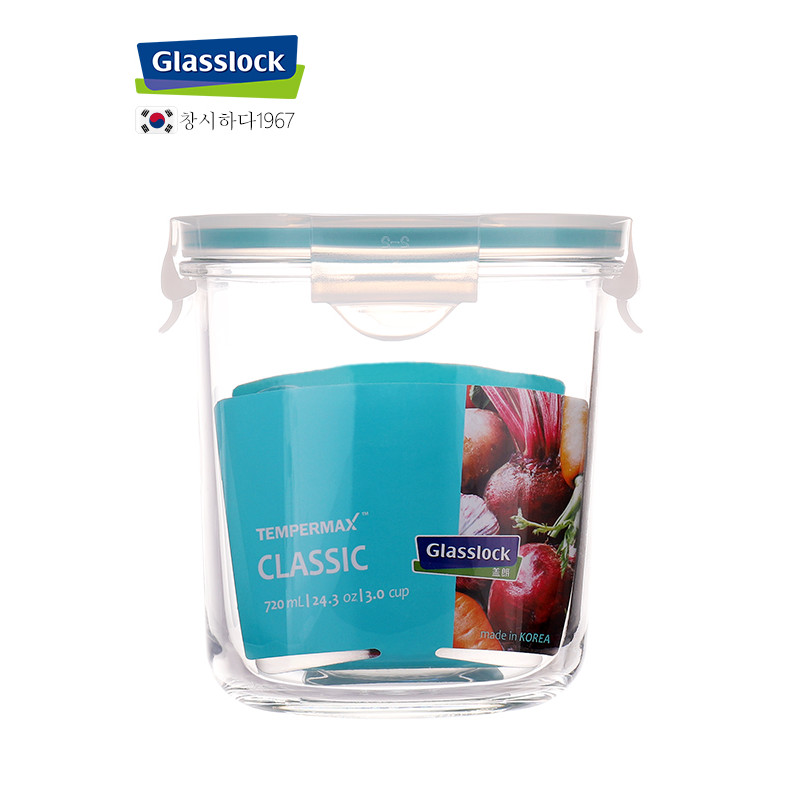 Glasslock钢化玻璃保鲜盒圆柱形720ml MCCD-072 720ml（不带透气孔）