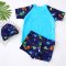 儿童泳衣男童分体泳裤套装泳裤泳镜泳帽男孩中大童可爱卡通泳装小童宝宝游泳装备婴童泳装 5XL（建议145-155cm、70-92斤） 蓝色小恐龙套装（泳裤+泳衣+泳帽+泳镜+收纳袋）