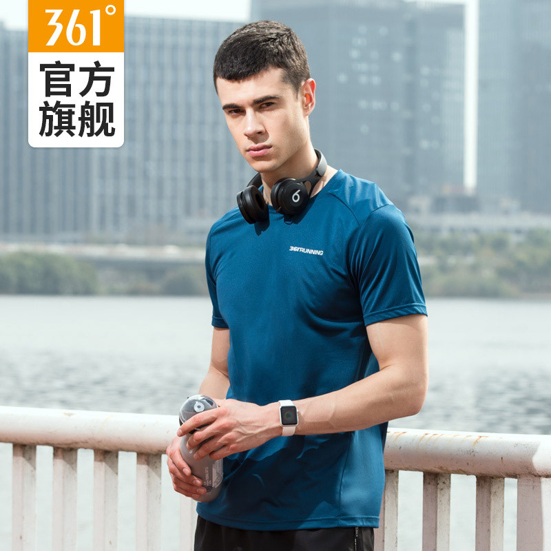 361°运动T恤男装夏季时尚简约舒适透气健身短袖t恤 铁灰蓝 4XL