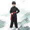 儿童武术服装表演服装男女功夫练武服少儿小朋友长袖武术衣服通用套装简约小清新婴童套装 120cm 青绿色长袖