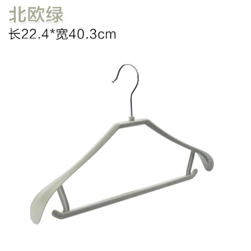 塑料宽肩衣架家用晾衣架衣柜加粗挂衣架防滑撑子干湿两用衣服挂架_1_1 北欧绿70g