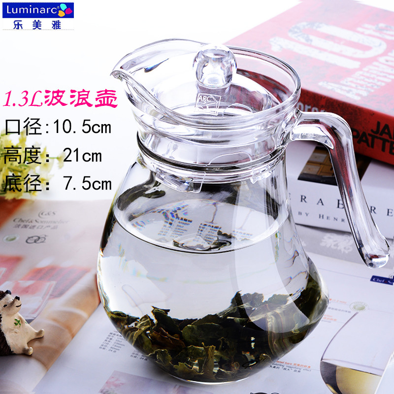玻璃冷水壶耐热加厚凉水壶果汁壶耐高温大容量茶壶扎壶家用_2 乐美雅1.3L波浪水壶