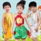 六一儿童节表演服幼儿舞蹈服装男童腰鼓少儿幼儿园小朋友女童演出服通用简约小清新婴童套装 130cm 红肚兜+绿裤子