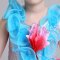 六一儿童节女演出服装蓬蓬纱裙花朵裙幼儿园少小学生跳舞波浪花彩纱女孩子夏天裙子 100cm V形花朵天蓝色