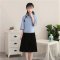 六一儿童学生装童装演出服女童古装童装套装大合唱服装可爱小清新女宝宝舞台演出裙子套装 170cm(170【建议身高165-170cm】) 蓝色M麻学生装