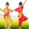 儿童武术表演比赛练功太极功夫服装长短袖男女童少儿衣服中小学生夏季女孩子男孩子练功服套装 100cm 红色长袖