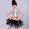 六一儿童亮片爵士演出服女童现代舞蹈服装幼儿园小女孩表演服蓬蓬裙纱裙通用裙子简约婴童裙子 140cm 宝蓝色+【打底袜】