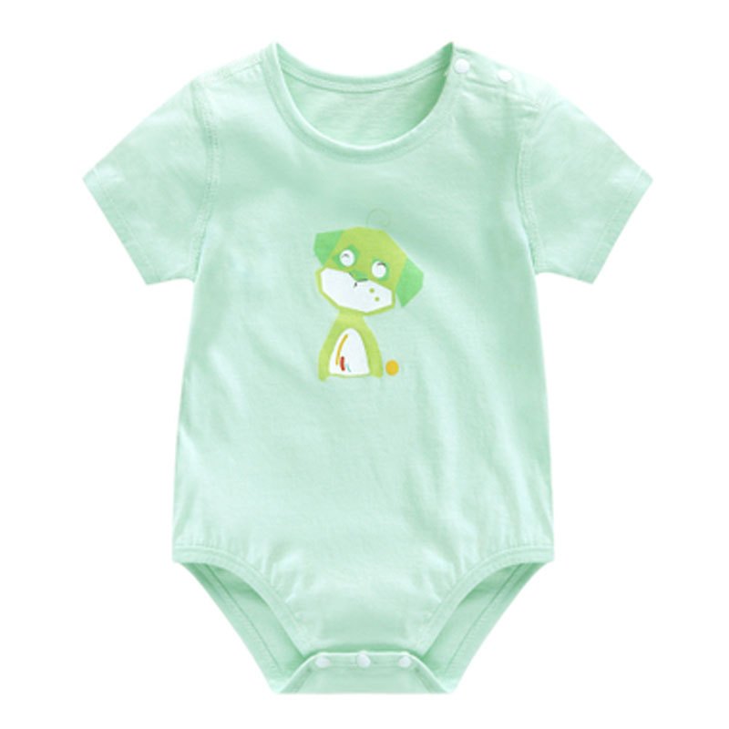 初生婴幼儿衣服装夏季连体衣女宝宝三角爬服男包屁衣短袖哈哈衣通用简约小清新儿童家居服 73码（身高70-76CM，6-12月） A70120绿色