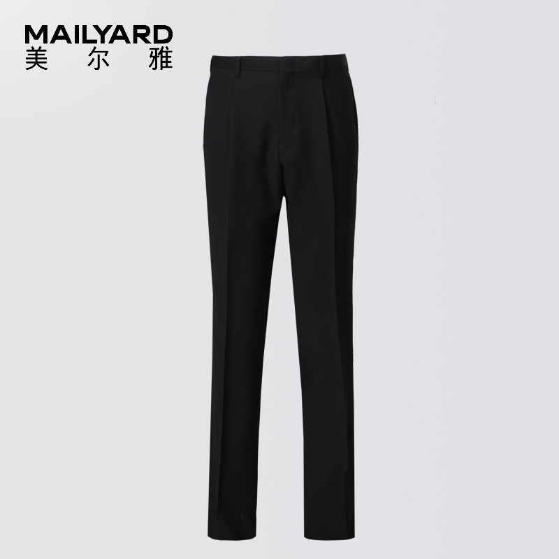 美尔雅(MAILYARD)西裤 纯羊毛商务男士正装西裤 男式西装长裤 009 88 黑净面