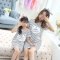 儿童睡衣女孩夏季亲子短袖女童睡裙卡通小孩夏天中大童裙通用家居服简约小清新连衣睡裙 【中大童】16码（建议140-150） SY06小J灵豆沙
