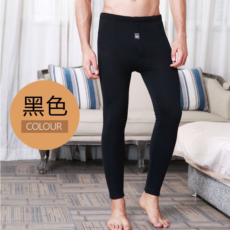 彼尔丹男士加绒加厚棉保暖裤秋冬御寒修身打底裤厂家直销一件代 XXL 黑色