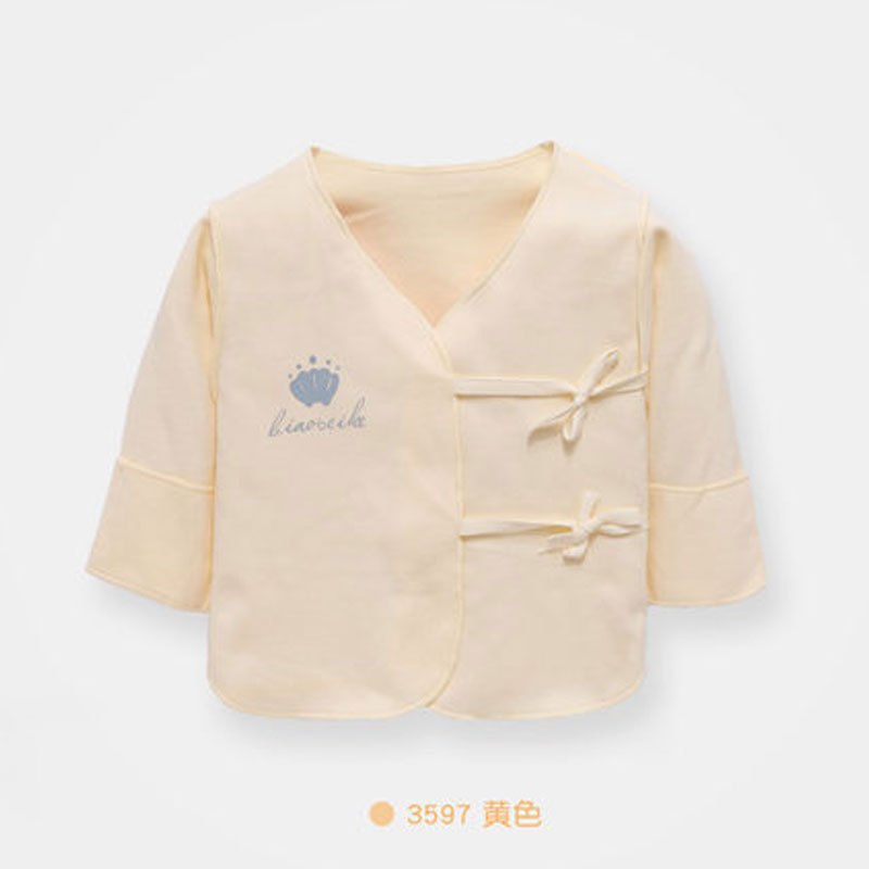 新生儿半背衣和尚服初生婴儿上衣单件秋衣男女宝宝衣服春夏季睡衣可爱卡通婴幼儿内衣系列 66cm 3597黄色