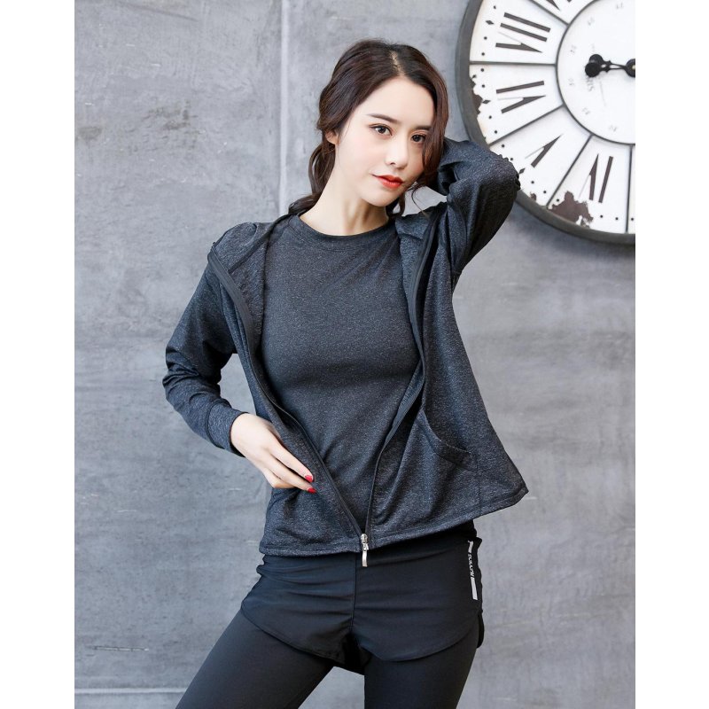 BA2防震运动文胸女款 瑜伽服三件套健身服套装 XXL 灰色