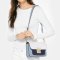 【杨幂同款】迈克·科尔斯（MICHAEL KORS）MK女包硬牛皮包盖式小方包单肩斜挎包30S8TS9L3T 浅蓝色30S8GS9L2T