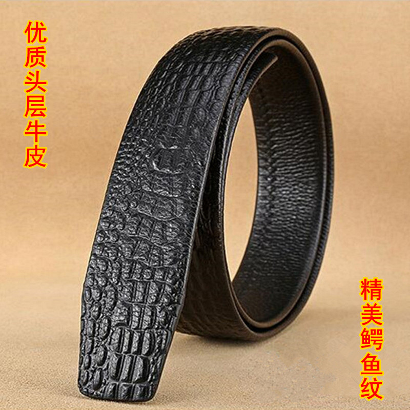 悠图无头皮带条男真皮自动扣皮带身头层牛皮加长腰带无扣皮带不带扣头 宽3.5长105-130厘米 请备注尺寸或裤码 黑色鳄鱼纹自动扣无头皮带 宽3.5长110-130请备注尺寸或裤码