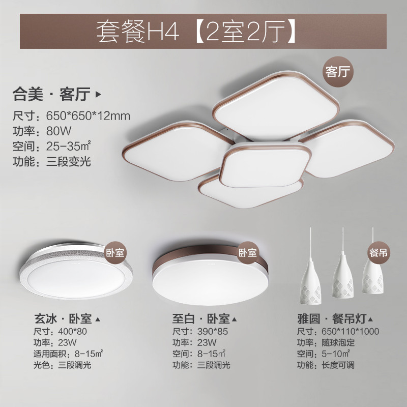 【和美】三段变光 精致客厅灯 【套餐H4】两室两厅
