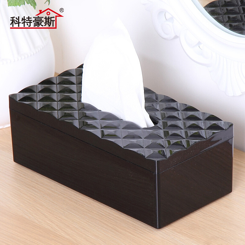 科特豪斯欧式纸巾盒创意客厅车载车用纸巾收纳盒简约抽纸盒家用_1 黑色