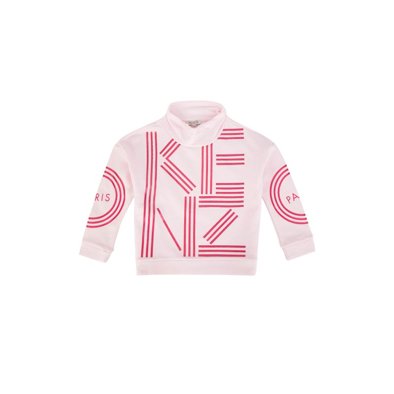 Kenzo高田贤三 LOGO字母罗纹收边高领女童卫衣 KK1506832 16A 粉色