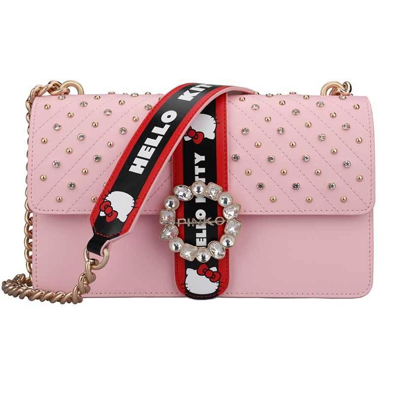 PINKO 品高 女士HELLO KITTY 粉红色斜跨包燕子包 1P214G Y4HC 粉色