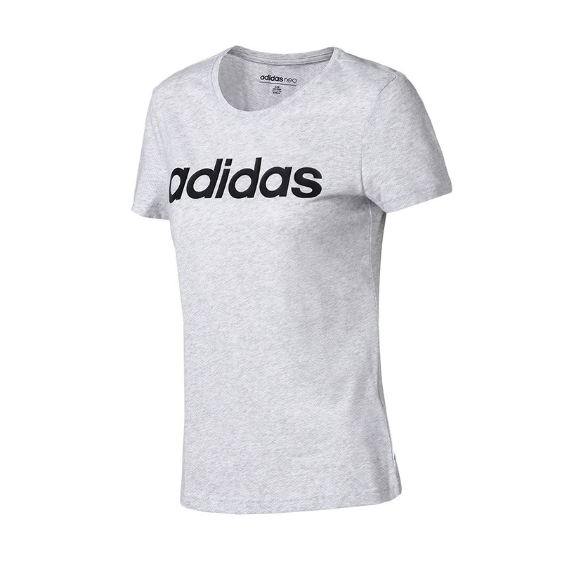 【自营】adidas阿迪达斯NEO女子短袖T恤休闲运动服CV9213 L CV9213浅麻灰+黑