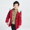 千仞岗2018秋冬新品童装羽绒服短款仿羊羔毛连帽男童套装219869 130cm 优雅红107