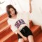 韩都衣舍2018韩版女装夏装新款学生宽松印花bf潮短袖T恤EQ10171婋_2 XS 白色