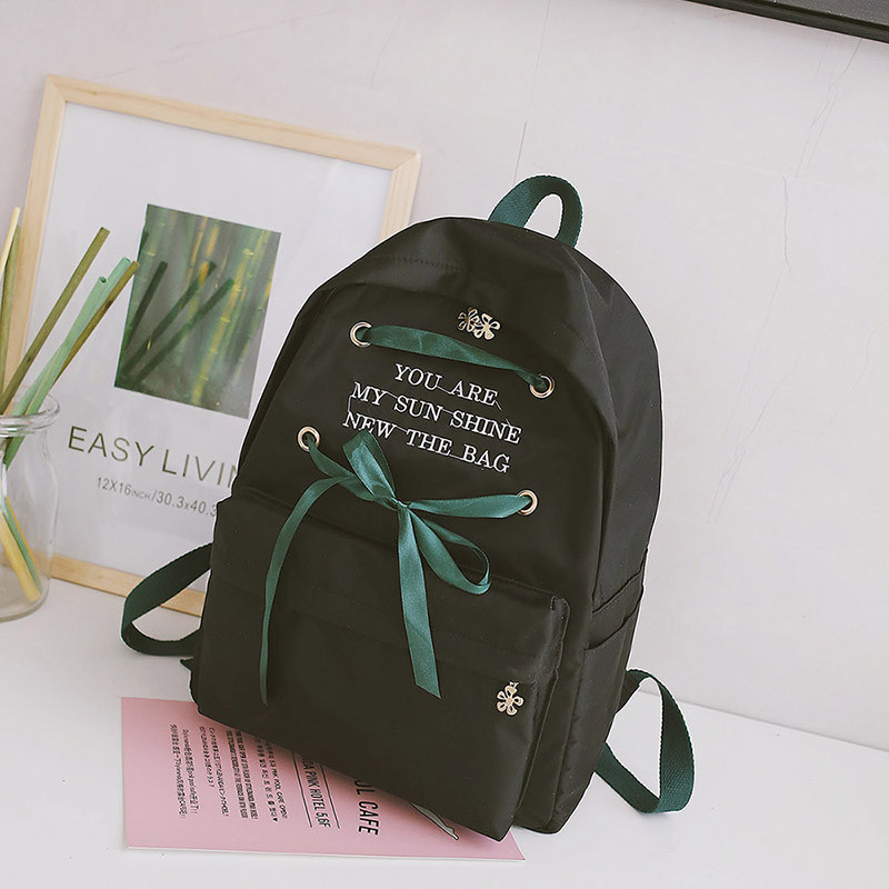少女心书包女韩版原宿ulzzang高中学生校园初中生背包软妹双肩包 黑色