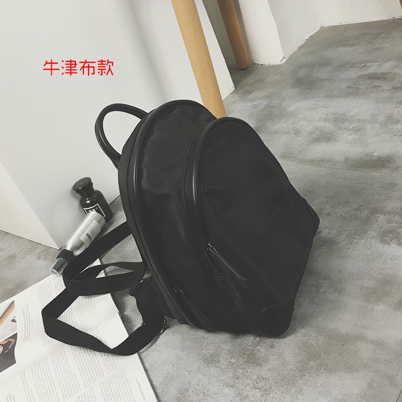 韩版2018新款牛津布撞色小双肩包女校园百搭学生书包旅行小背包潮_5 牛津布黑色