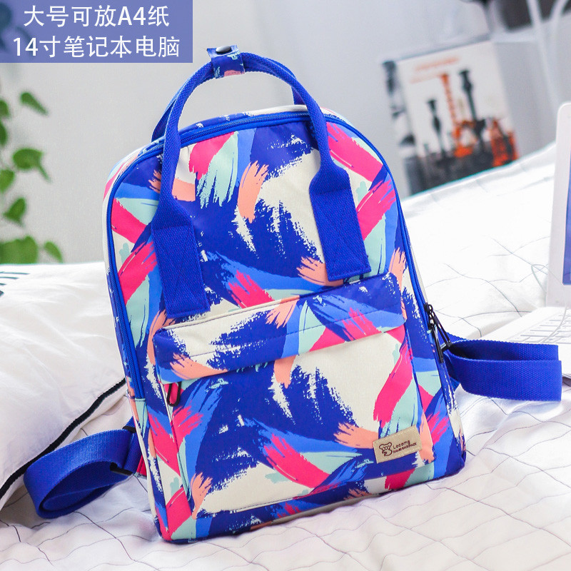 双肩包女韩版可爱萌迷你手提补习背包防水少女小清新踏青学生书包_1 蓝色大号涂鸦
