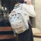 书包女韩版原宿简约高中校园学生小清新防水双肩包ins手提背包_1 米灰+浅蓝【中号】
