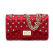 新款果冻磨砂钻石女包迷你链条包2018哑光潮流单肩包斜跨小方包_1 酒红色小号
