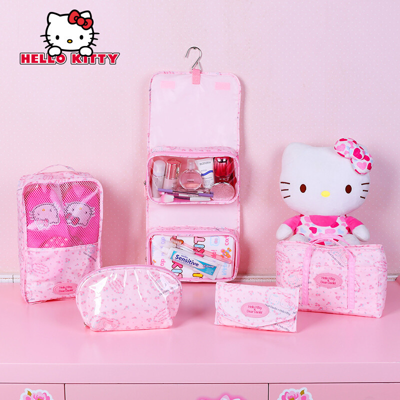 Hellokitty旅行收纳袋套装洗漱防水便携行李收纳袋 玫瑰系列5件套 KT0304