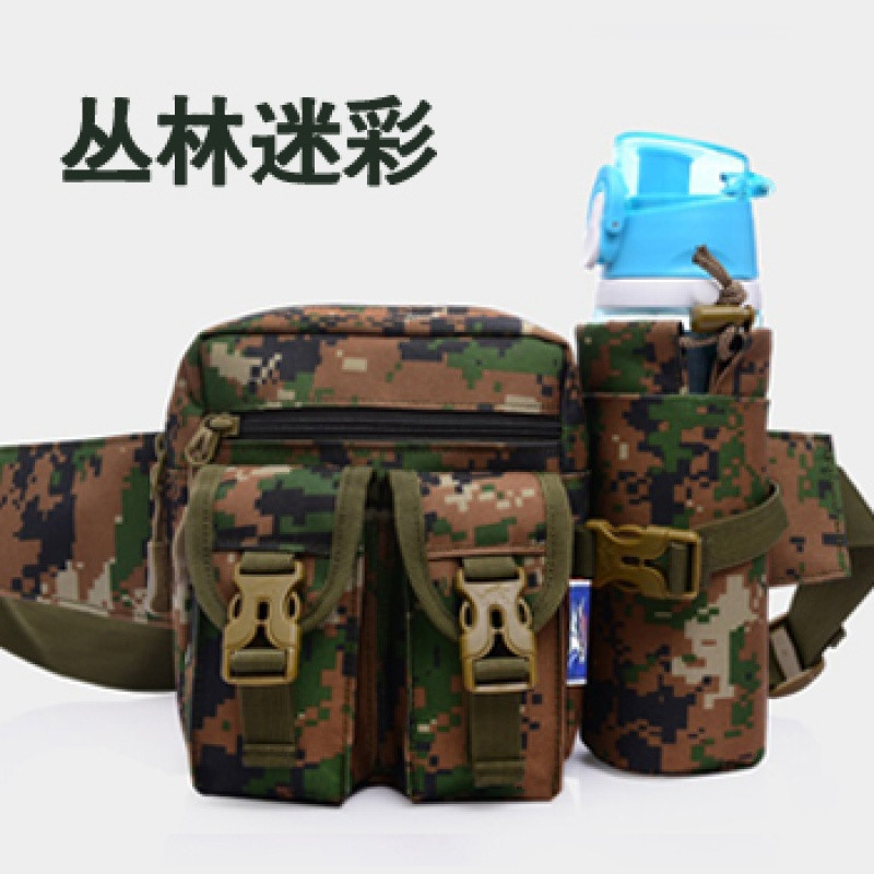 水壶腰包男女户外多功能军迷运动战术腰包骑行登山腰包胸包挂包_7 丛林迷彩328#