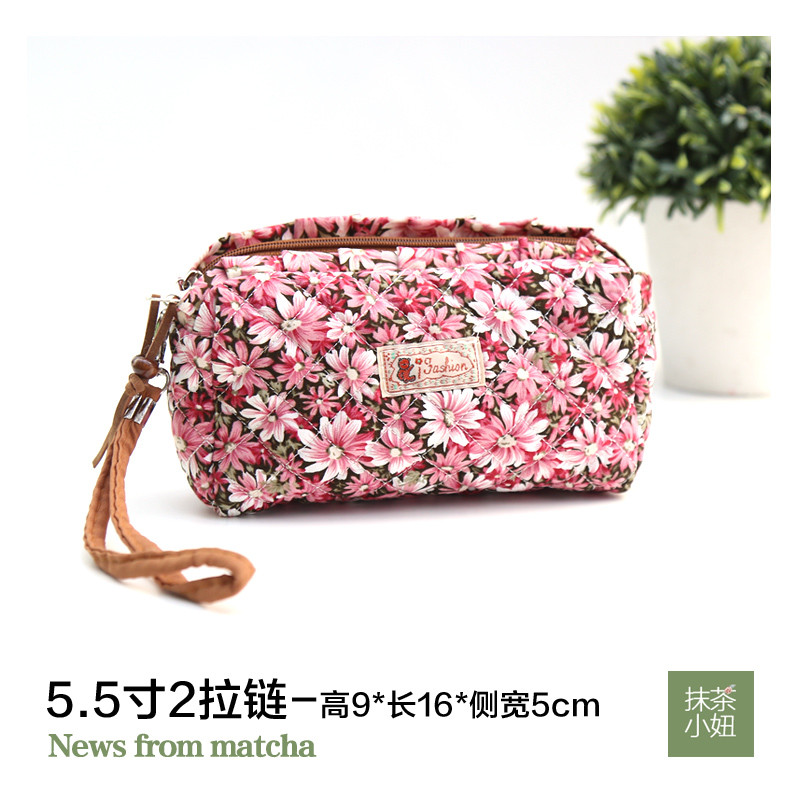 5.5寸大屏零钱包苹果iphone67splus夏韩版女式多功能布艺手机包 春天野菊荷2拉