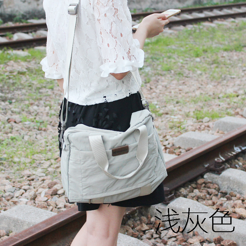 小旅行包女旅游手提短途行李袋出差斜跨包男健身单肩袋可套拉杆箱_13 小 浅灰色