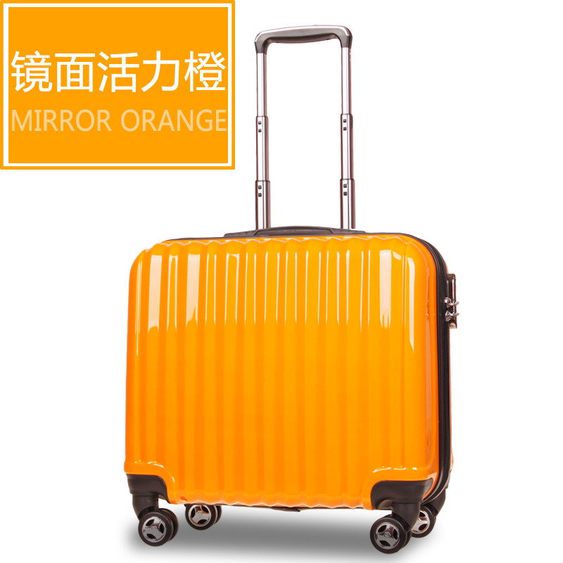 袋鼠万向轮拉杆箱PC登机箱14寸寸旅行箱男女行李箱玫瑰金防刮 18寸 镜面橙色
