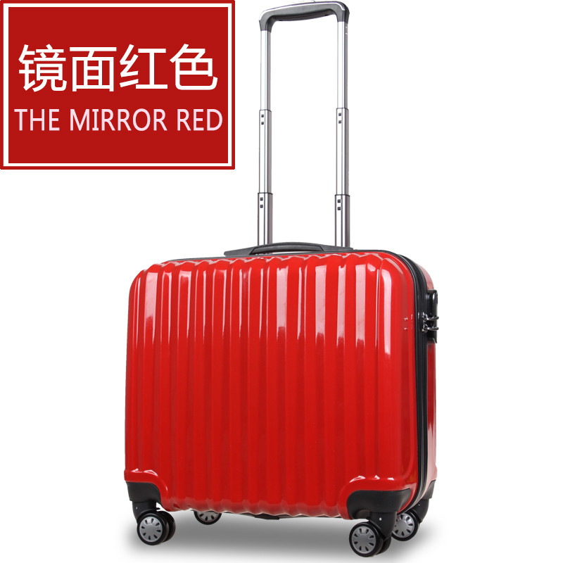 袋鼠万向轮拉杆箱PC登机箱14寸寸旅行箱男女行李箱玫瑰金防刮 14寸 大红色