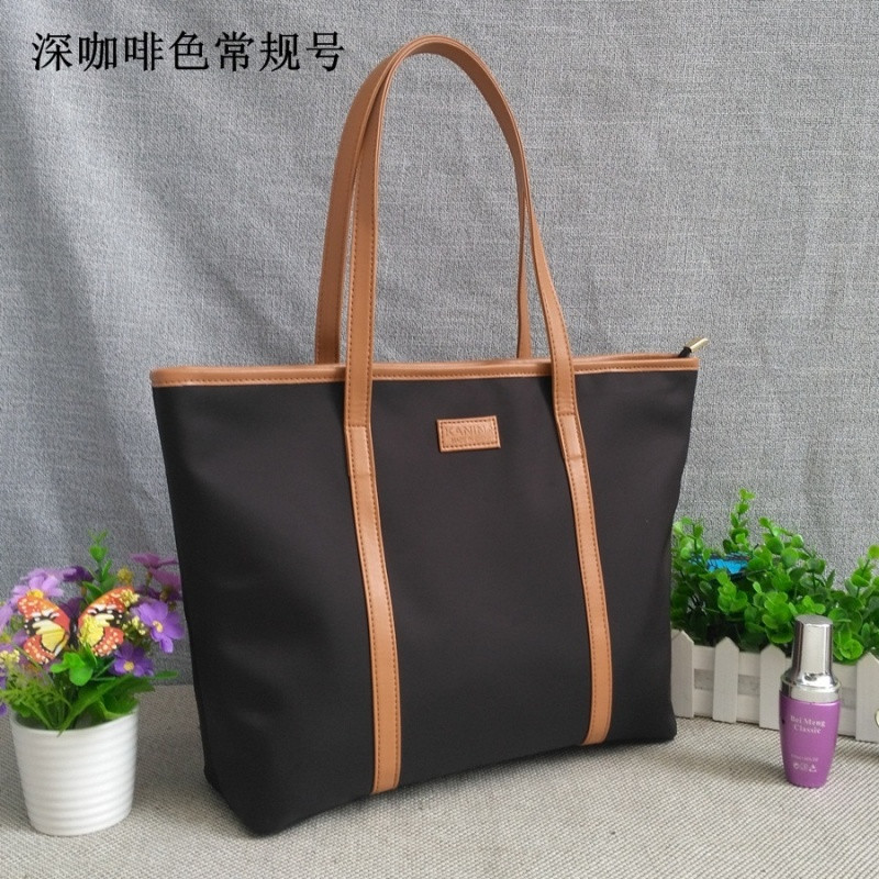 防水牛津布包帆布单肩包女手提女包尼龙OL包托特包简约通勤大包包_7 深咖啡色常规号A001