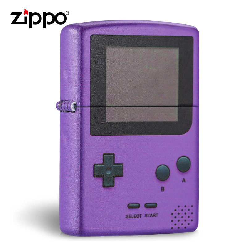 zippo正版打火机原装纯铜煤油防风复古经典游戏机创意正品打火机 紫色