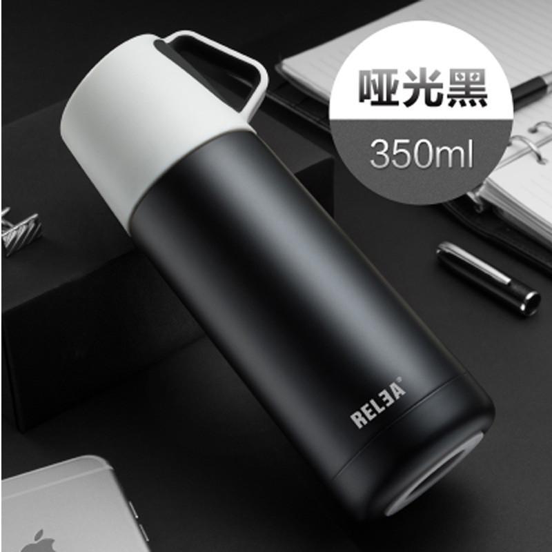 物生物(RELEA)保温杯男女士学生儿童直身泡茶杯450ml不锈钢壶创意可爱水杯品牌 free黑色