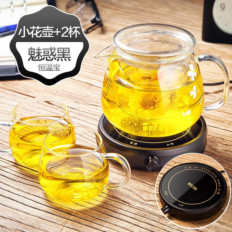 物生物(RELEA)玻璃杯恒温器套装耐热玻璃杯创意杯子水杯恒温宝套装保温60℃ 320ml玲珑杯+红色恒温器
