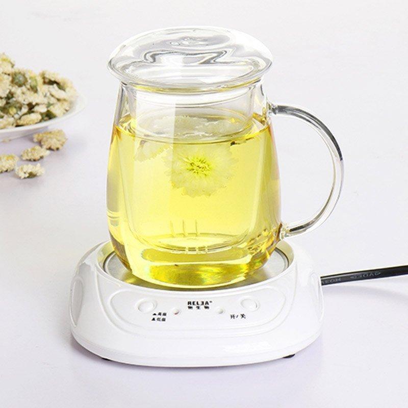 物生物(RELEA)带盖玻璃杯水杯创意过滤茶杯恒温宝套装蘑菇杯恒温宝套装掌_1_9 320ml+白色恒温宝