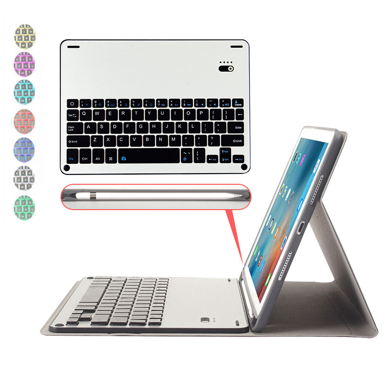 ikodoo 2018新iPad蓝牙键盘保护套9.7英寸分体支架式air2苹果平板电脑外接皮套Pro10.5保护套带笔槽 9.7新ipad/air2/pro-分体带夜光蓝色