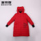 波司登童装男女童中长款羽绒服可爱熊耳朵连帽羽绒外套T70132112_2 155/76 中国红/黑色121E