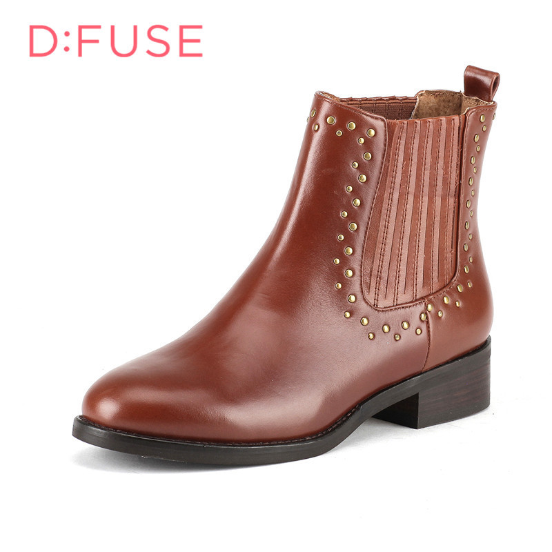 迪芙斯D:FUSE牛皮尖头中跟套脚纯色深口女鞋DF54115077_LRX47 棕色 37