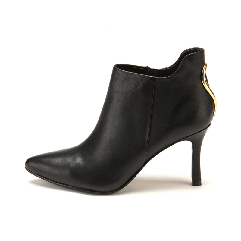 星期六ST&SAT牛皮尖头高跟拉链金属深口女鞋SS44112330 黑色 37